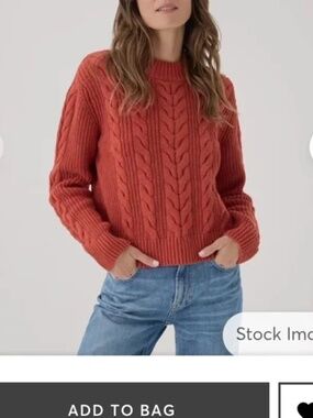 Pact Cable Knit Sweater X-Large organic cotton NWOT Tandoori orange